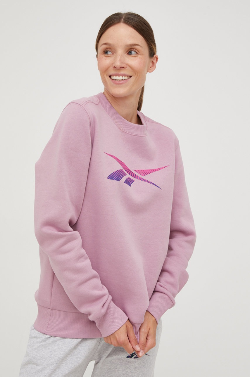 

Суичър Reebok в розово с принт, Розов