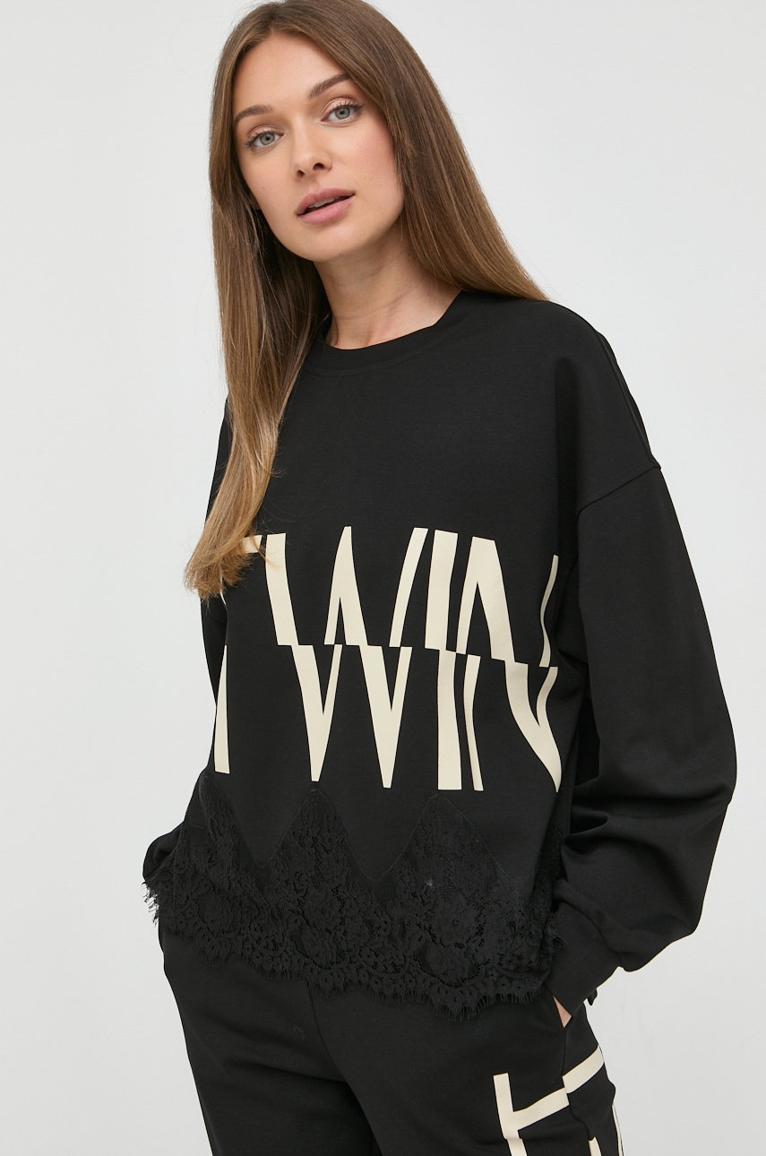 

Суичър Twinset в черно с апликация, Черен