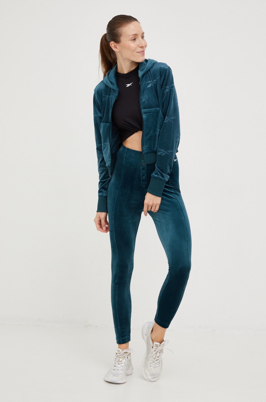 

Кофта Reebok Classic женская цвет зелёный с капюшоном узор