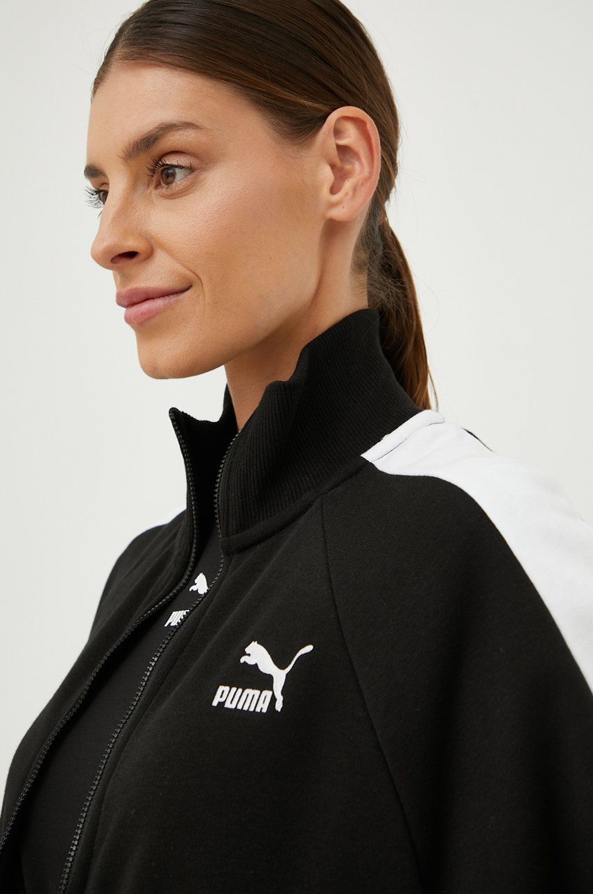 Puma bluză Iconic T7 femei, culoarea negru, cu imprimeu 530078-01