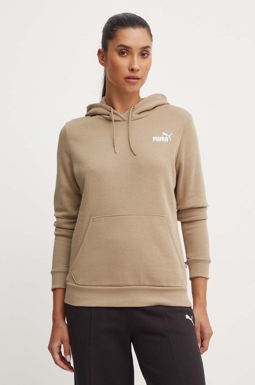 Puma bluza femei, culoarea verde, cu glugă, neted Puma bluza femei, culoarea verde, cu glugă, neted
