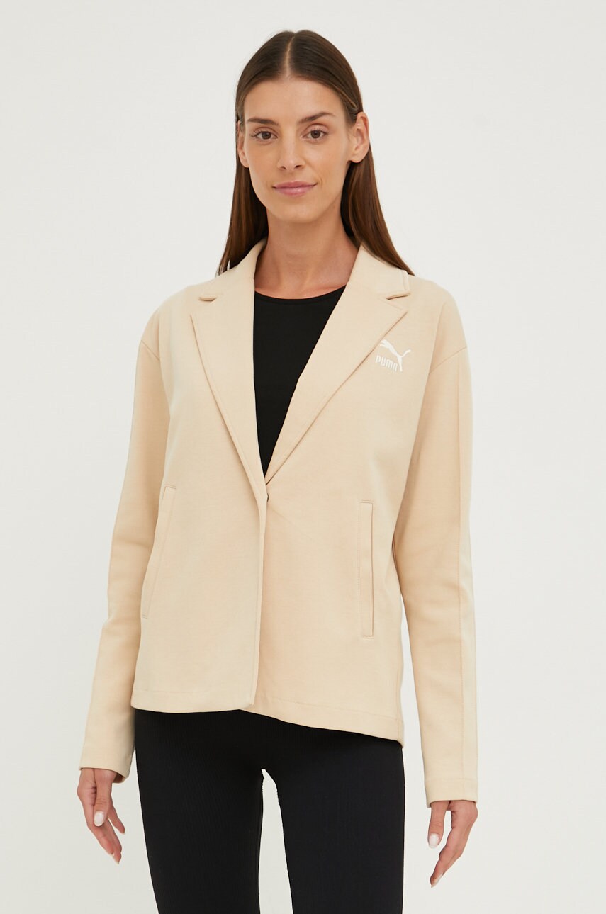 Puma sacou culoarea bej, un singur rand de nasturi