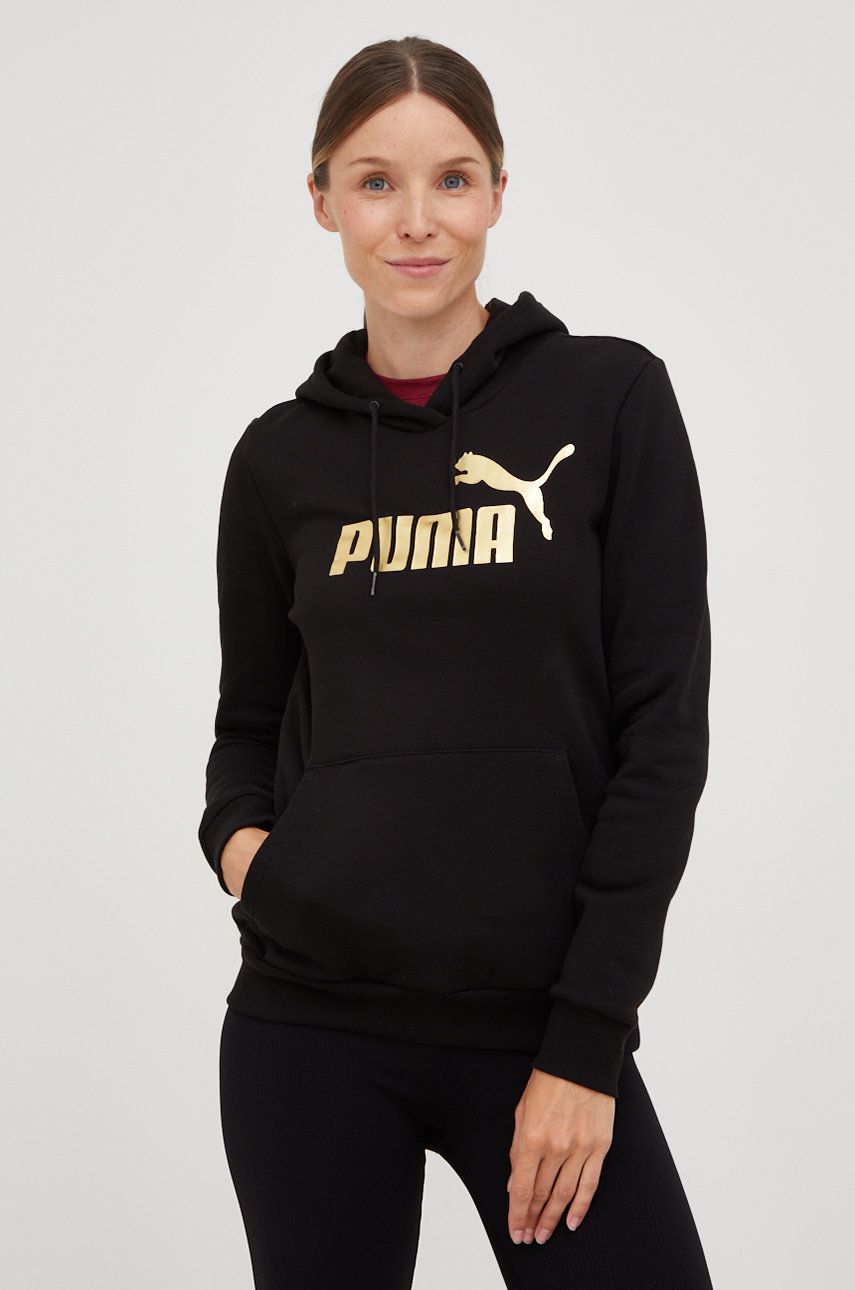 Puma Bluza Femei, Culoarea Negru, Cu Imprimeu