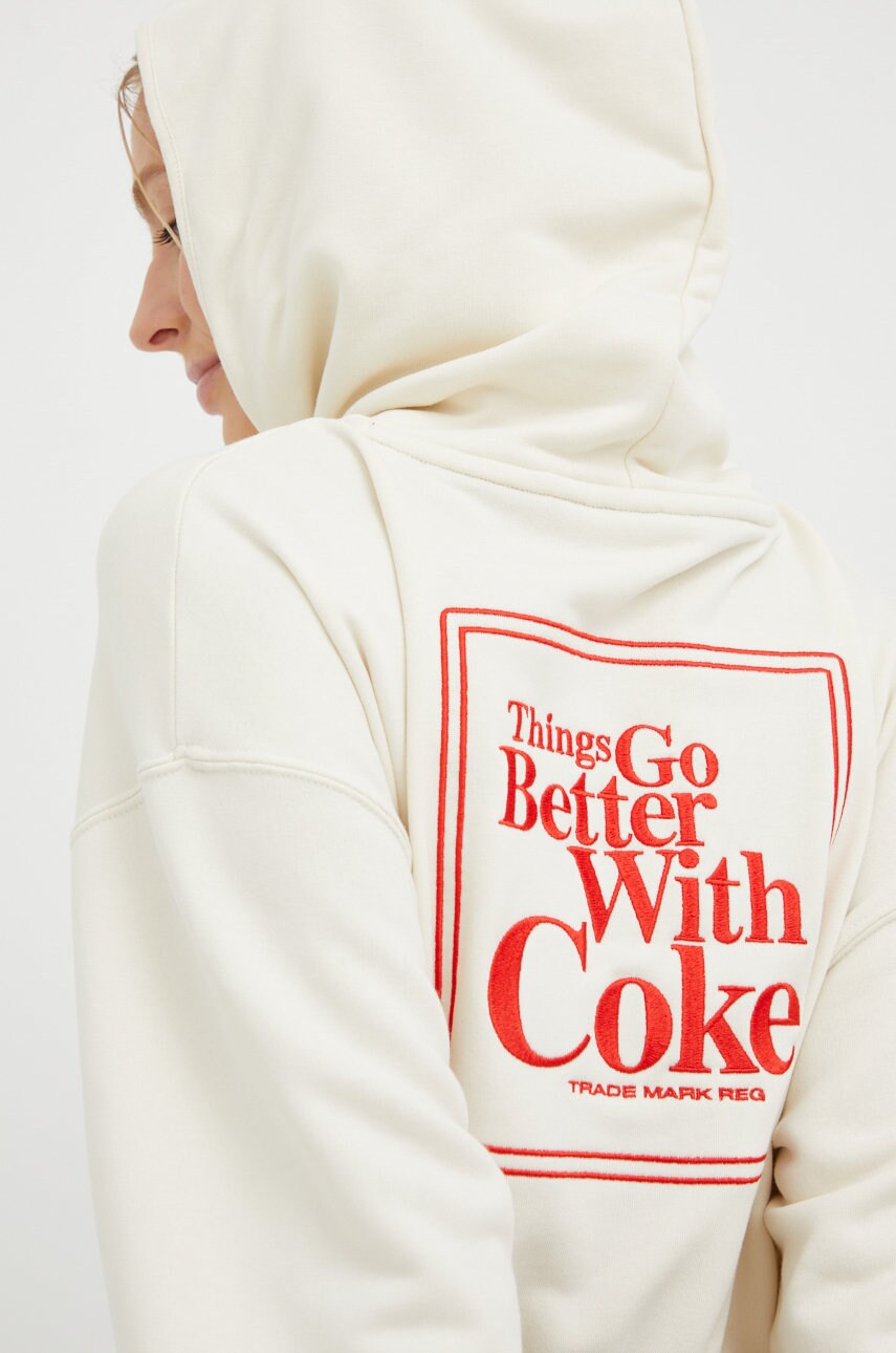 Puma bluza puma x coca cola femei, culoarea bej, cu imprimeu