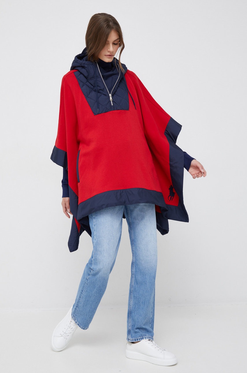 

Пончо Polo Ralph Lauren женская цвет красный