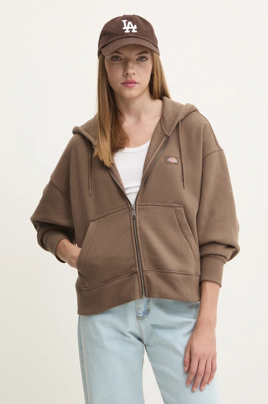 

Суичър Dickies в кафяво с качулка с апликация, Кафяв