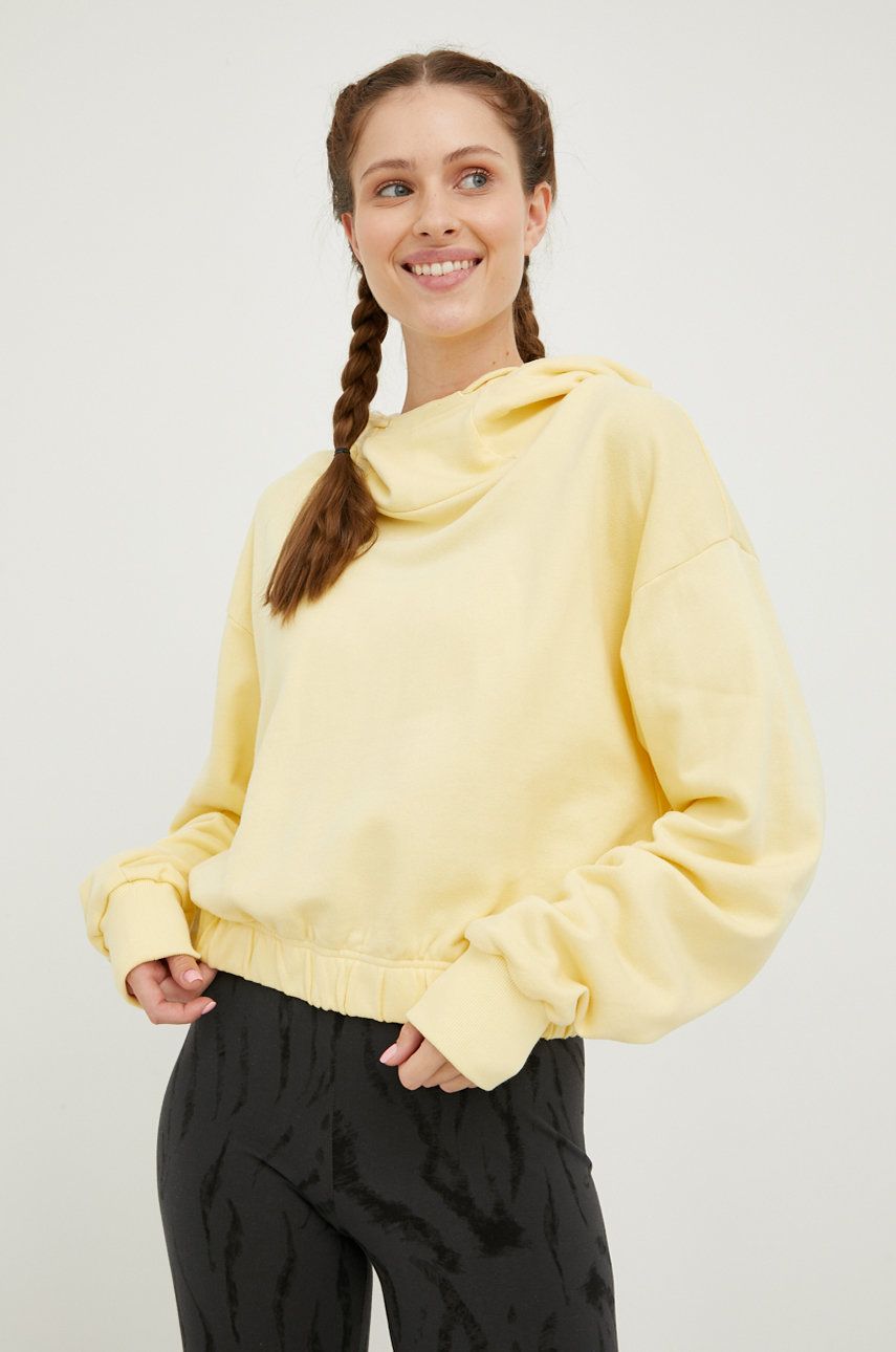Mikina adidas Performance dámská, žlutá barva, hladká - žlutá -  75% Organická bavlna