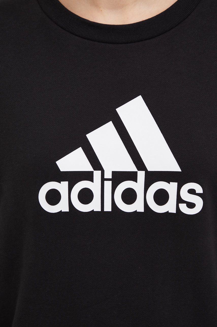 Pamučna dukserica adidas Performance za žene, boja: crna, s tiskom