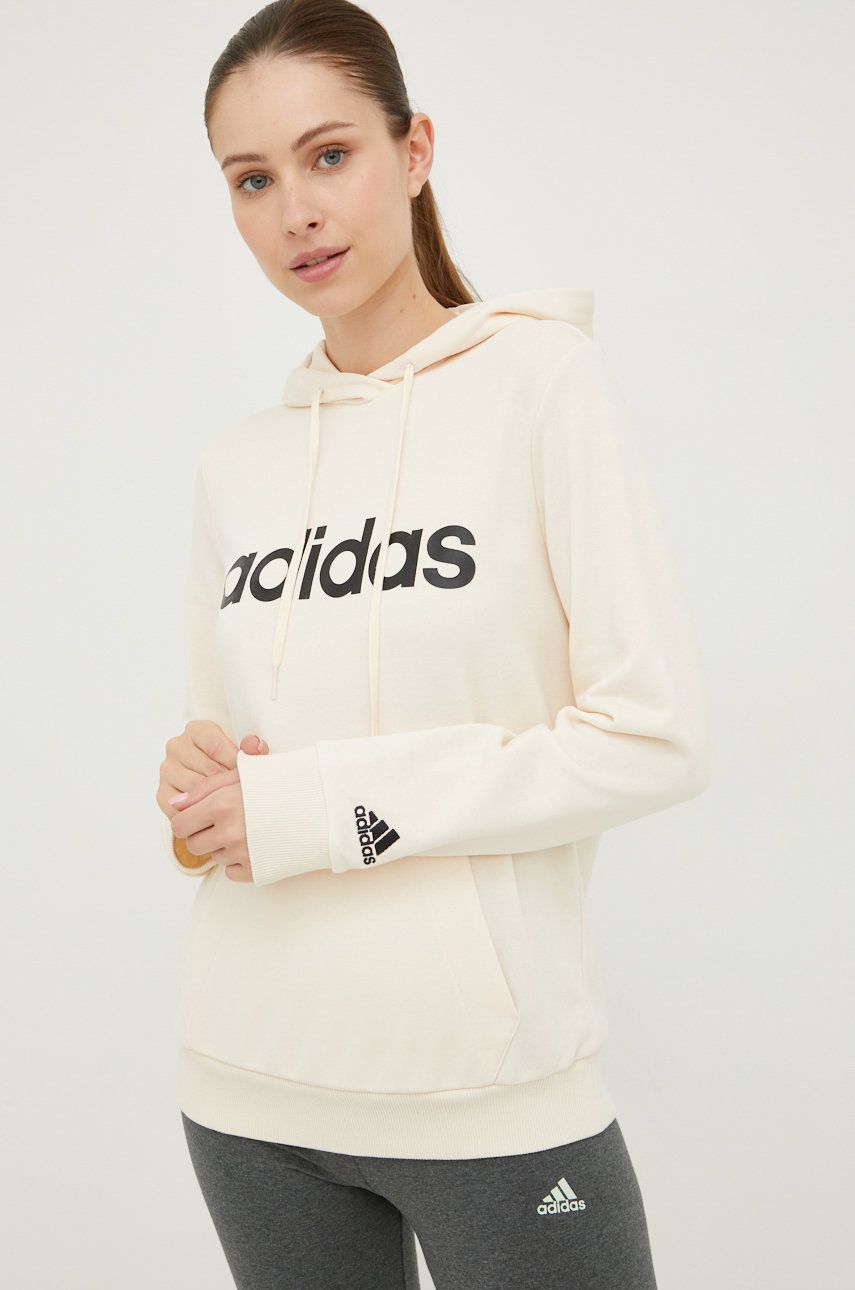 Adidas Bluza Femei, Culoarea Bej, Cu Imprimeu