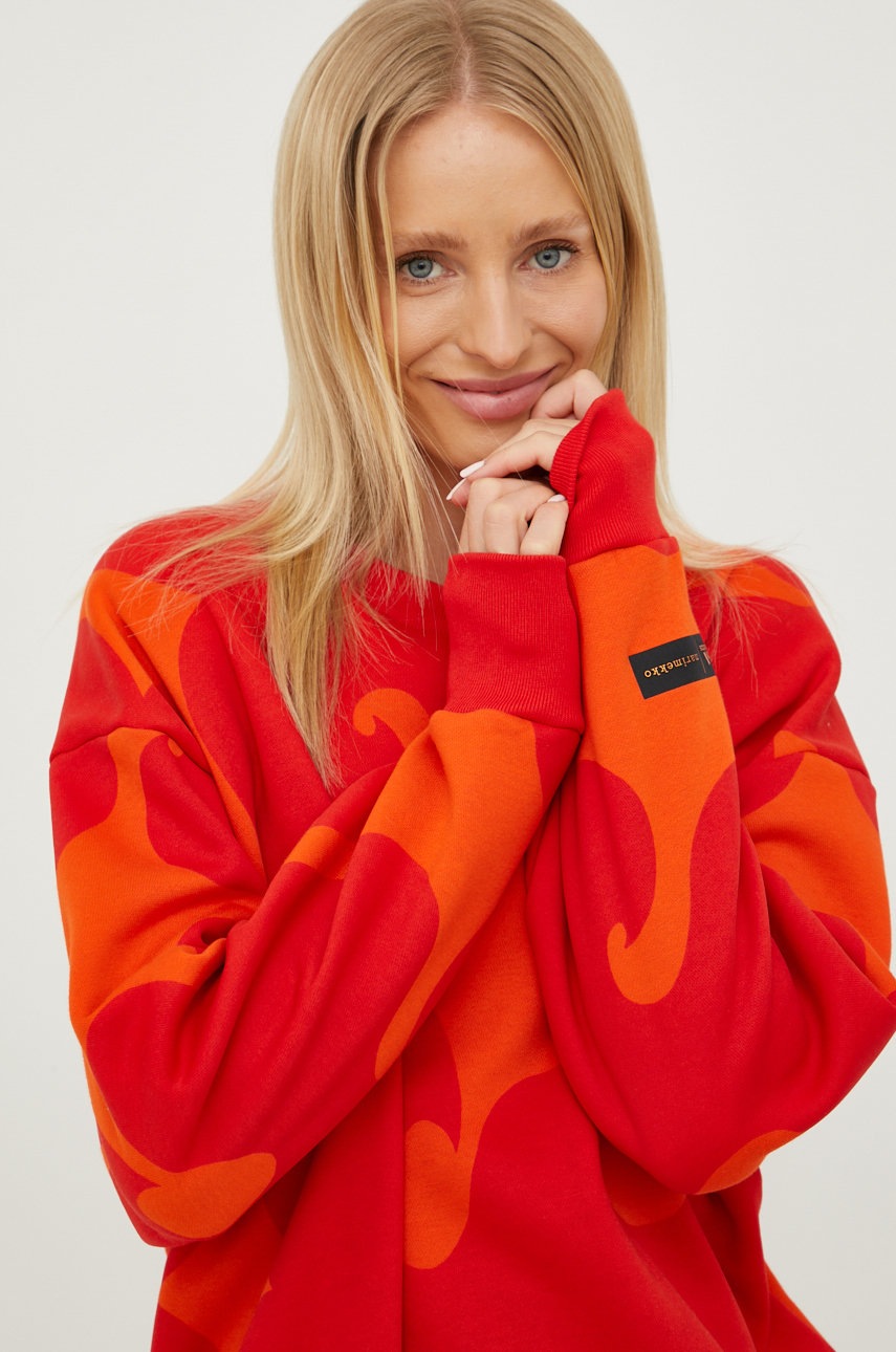 

Суичър adidas Performance Marimekko в оранжево с десен, Оранжев