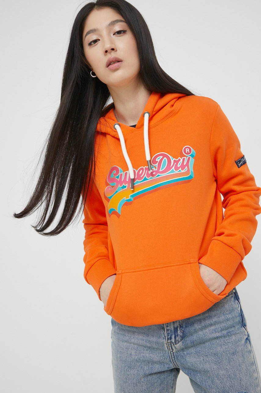 

Кофта Superdry жіноча колір помаранчевий з принтом