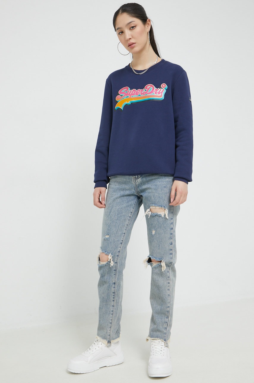 

Кофта Superdry жіноча колір синій з принтом