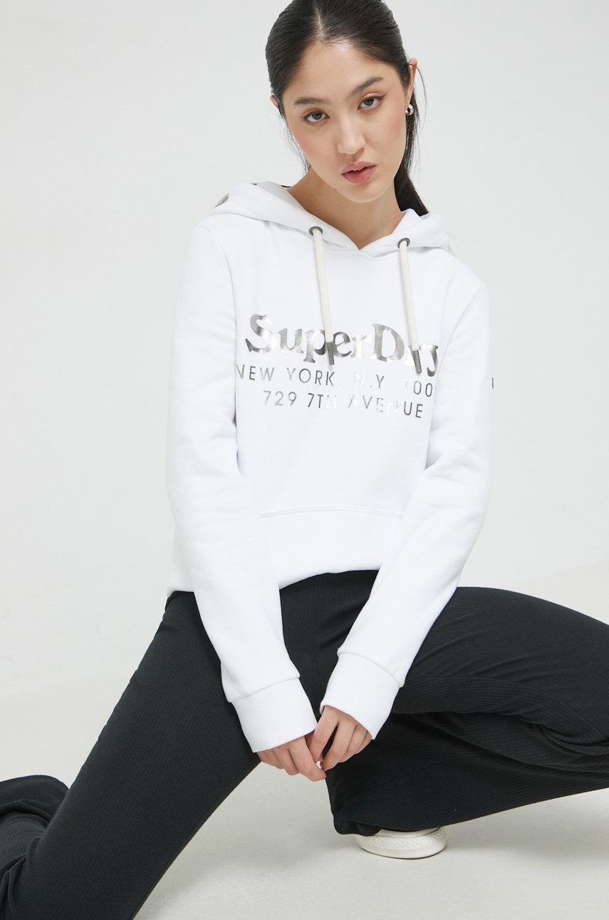

Кофта Superdry жіноча колір білий з принтом