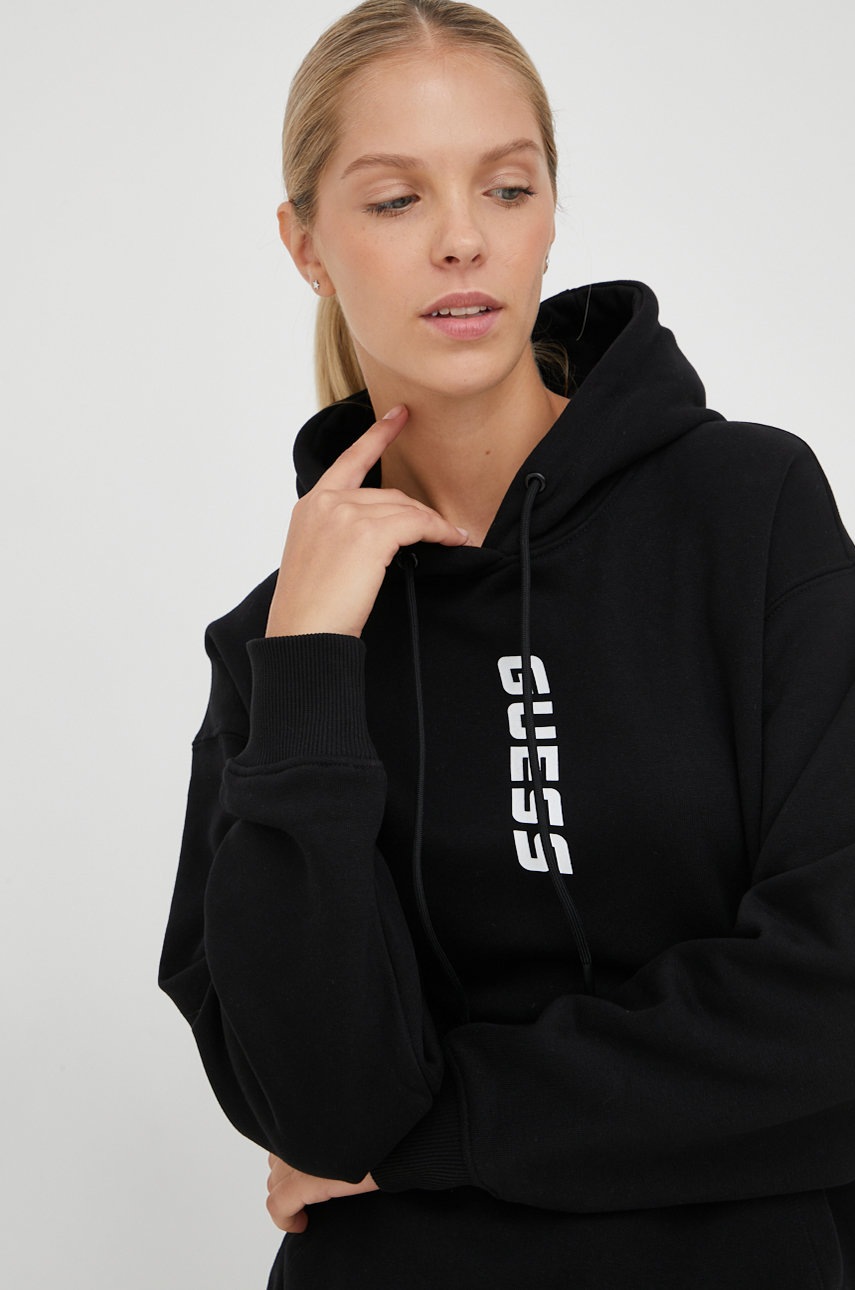 

Суичър Guess в черно с принт, Черен