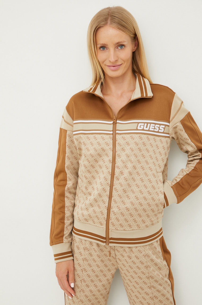 

Суичър Guess в бежово с десен, Бежов