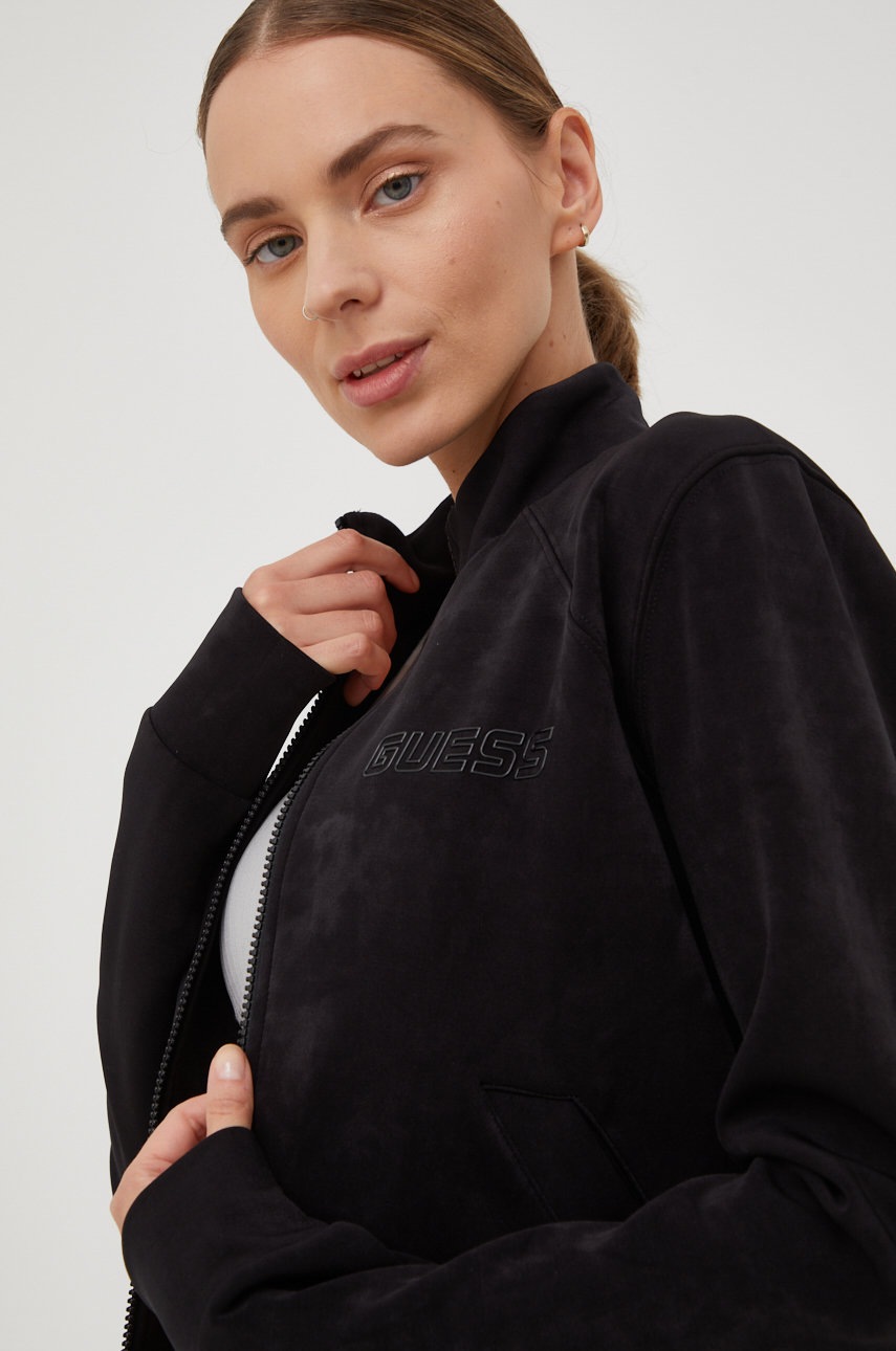 

Суичър Guess в черно с апликация, Черен