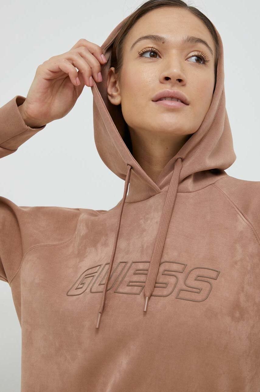 

Кофта Guess жіноча колір коричневий з аплікацією