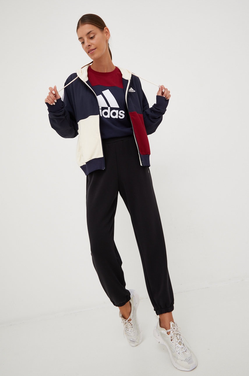 

Бавовняна кофта adidas жіноча колір синій візерунок