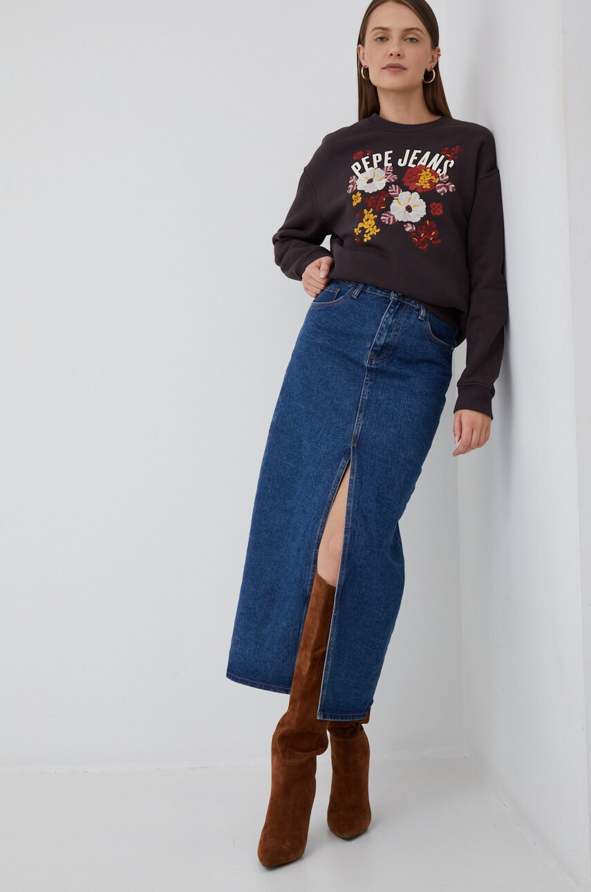 

Кофта Pepe Jeans жіноча колір коричневий з аплікацією