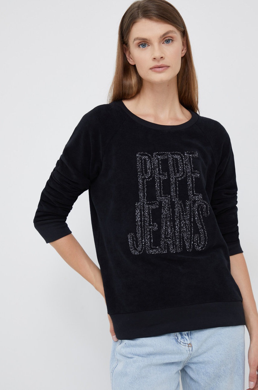 

Суичър Pepe Jeans в черно с апликация, Черен