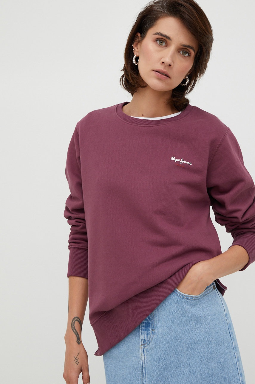 

Памучен суичър Pepe Jeans в лилаво с принт, Виолетов