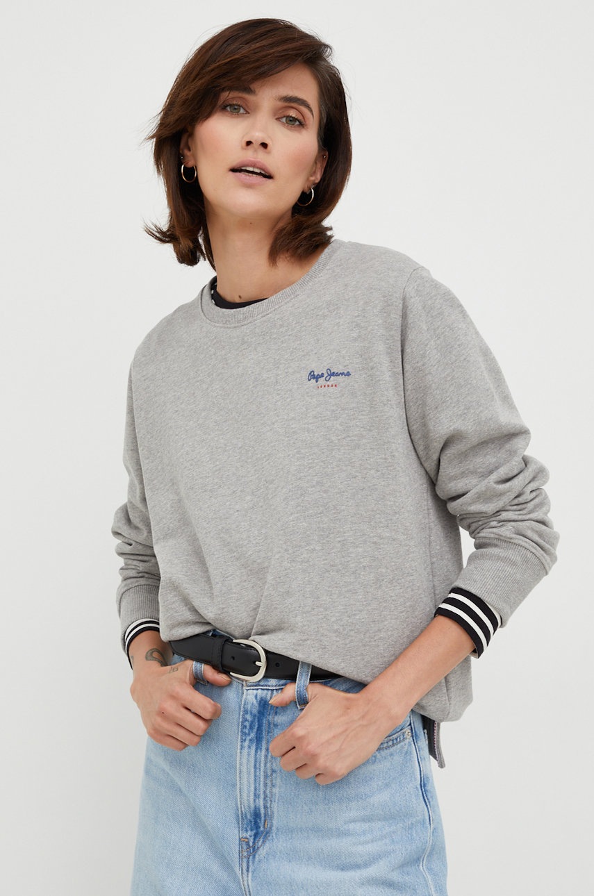

Суичър Pepe Jeans в сиво с изчистен дизайн, Сив