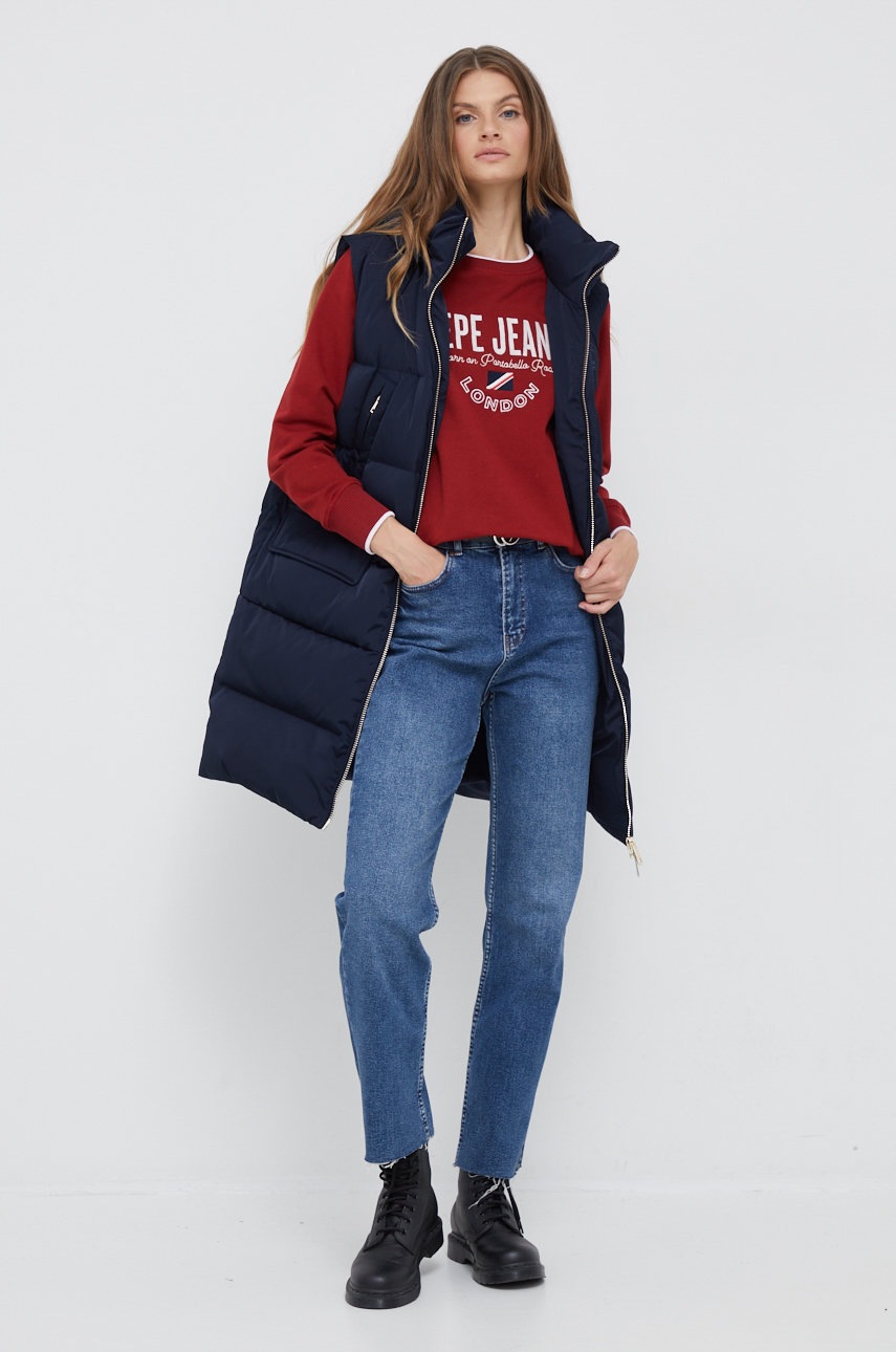 

Хлопковая кофта Pepe Jeans женская цвет красный с принтом