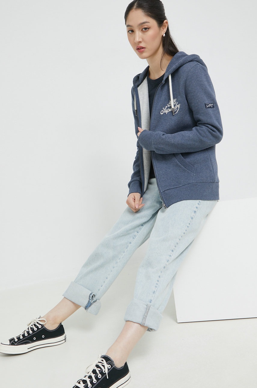 

Кофта Superdry жіноча колір синій з аплікацією