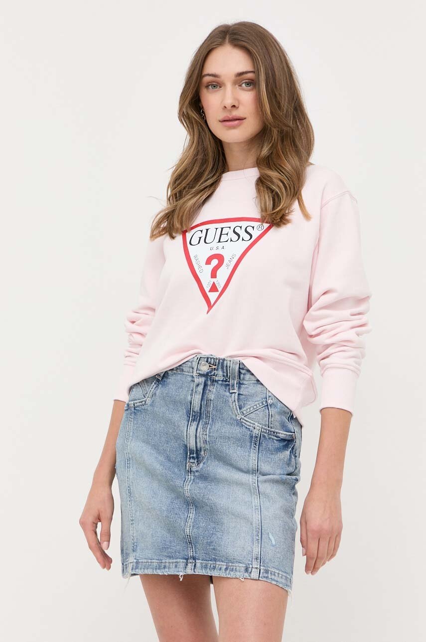 

Кофта Guess женская цвет розовый с принтом