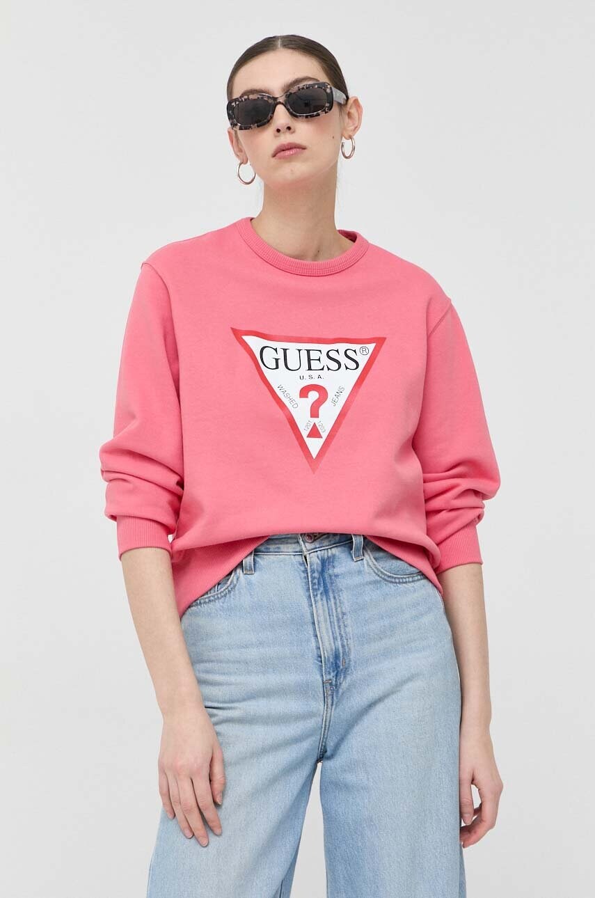 

Кофта Guess женская цвет розовый с принтом
