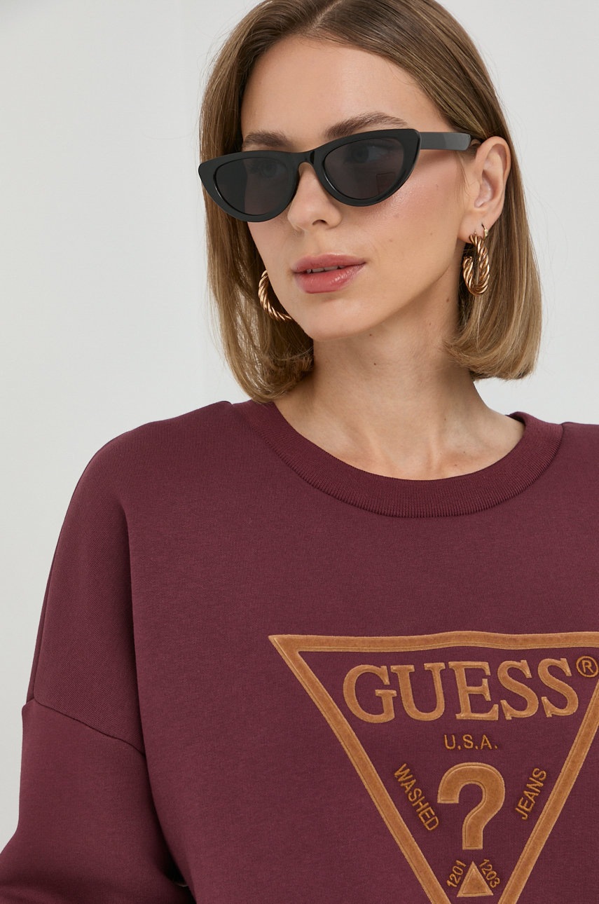 

Кофта Guess жіноча колір бордовий з аплікацією