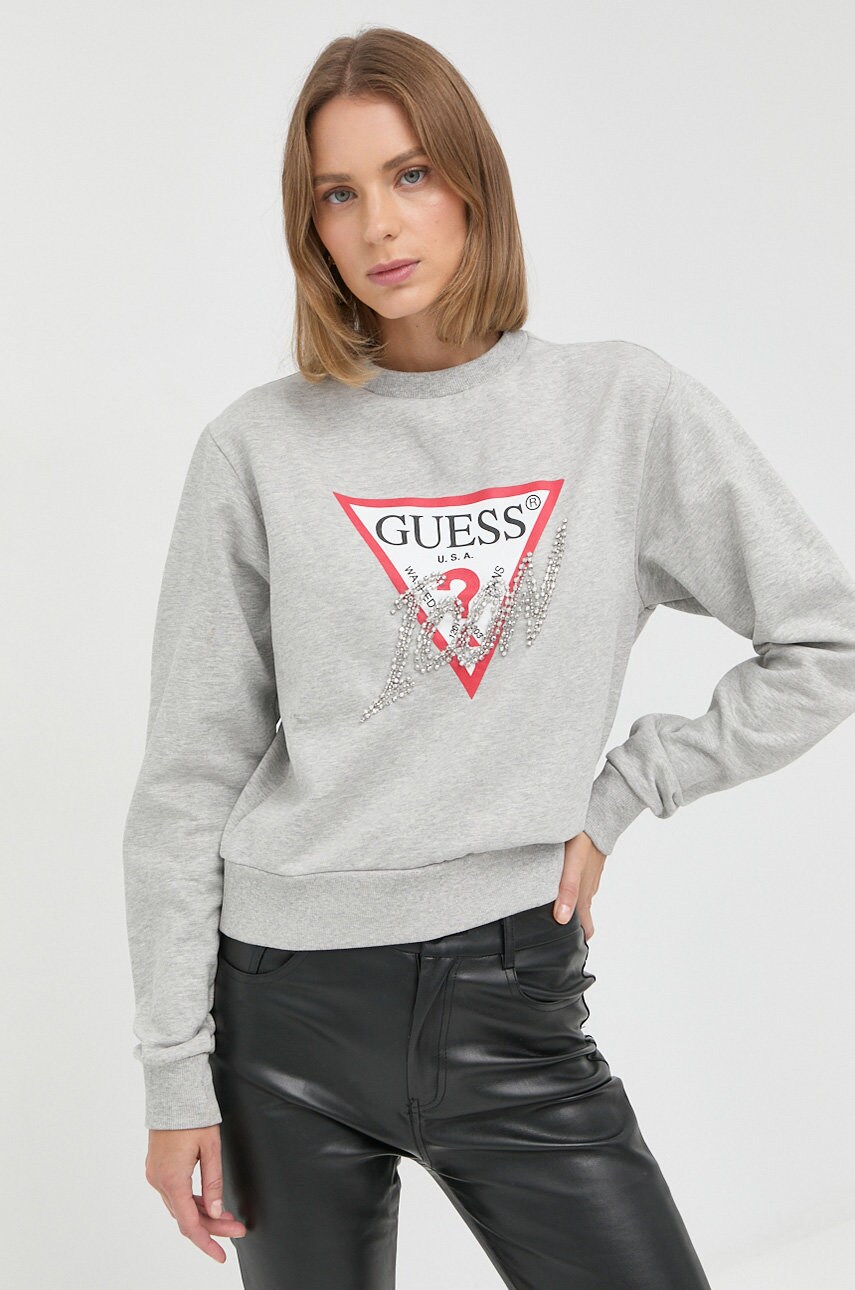 

Кофта Guess жіноча колір сірий з аплікацією