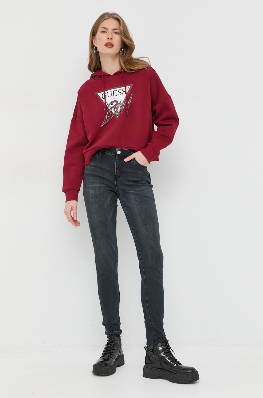 

Кофта Guess женская цвет бордовый с аппликацией