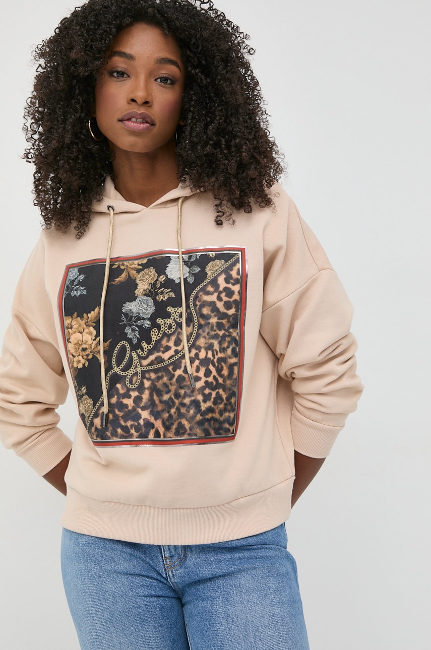 

Кофта Guess женская цвет бежевый с принтом