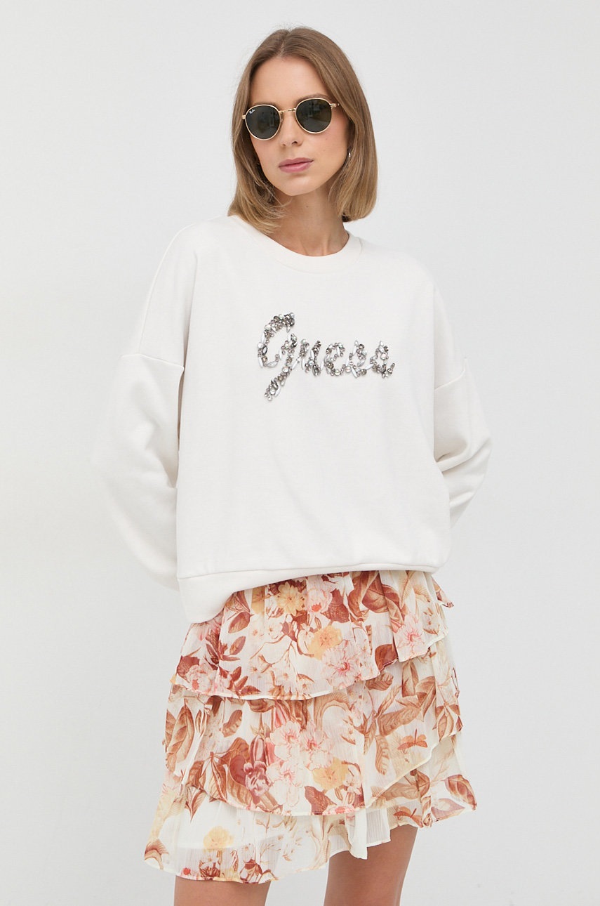 

Суичър Guess в бежово с апликация, Бежов