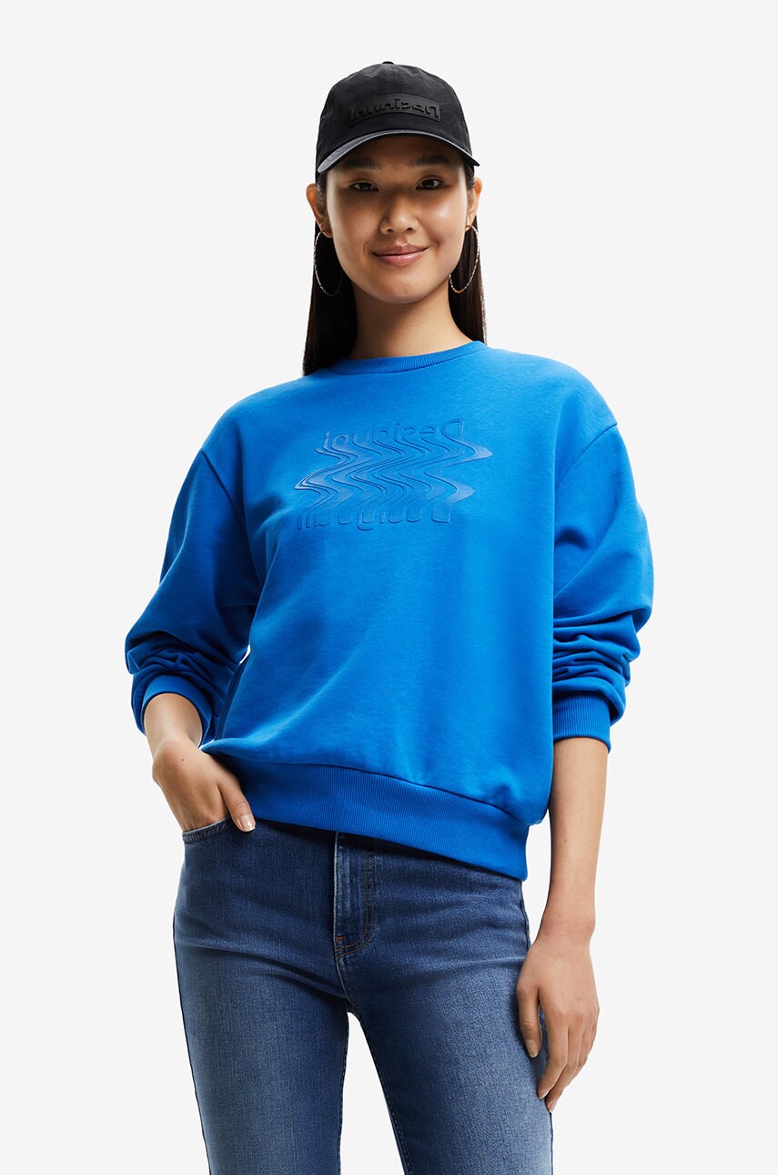 Desigual hanorac de bumbac femei, , cu imprimeu