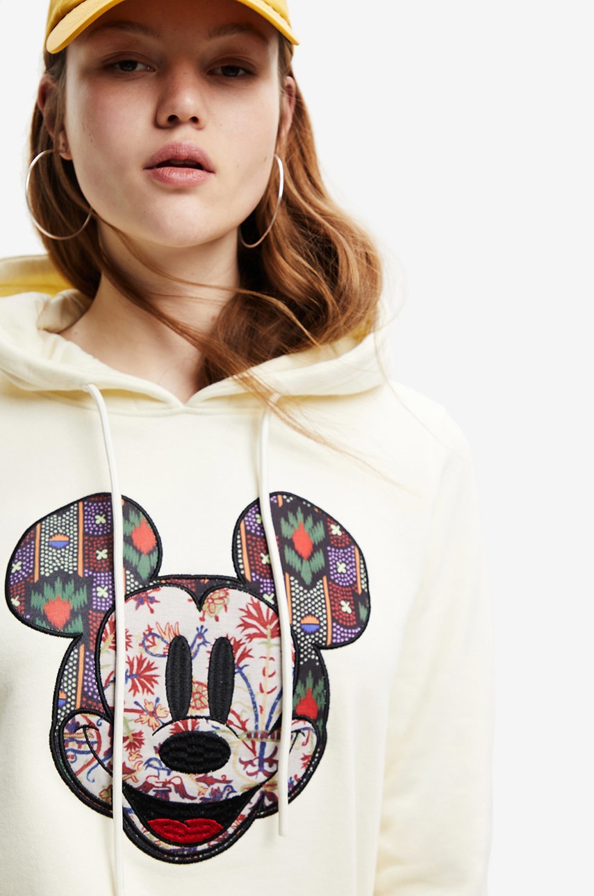 

Хлопковая кофта Desigual женская цвет белый с аппликацией