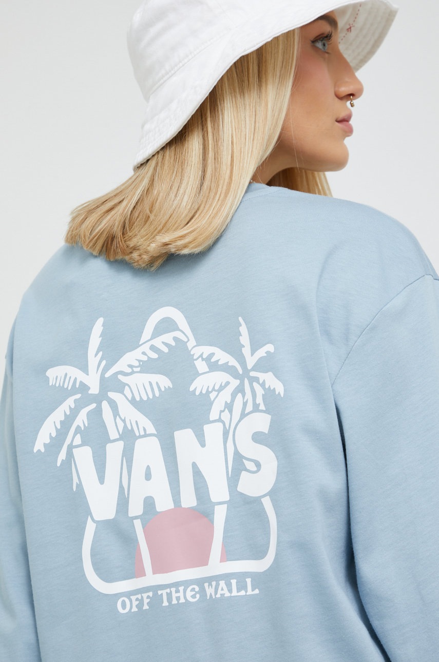 

Памучна блуза с дълги ръкави Vans, Син