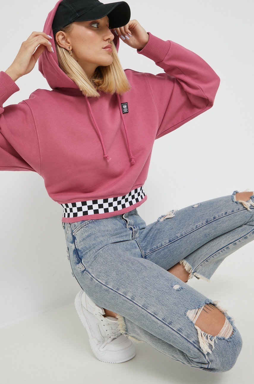

Памучен суичър Vans в лилаво с апликация, Виолетов