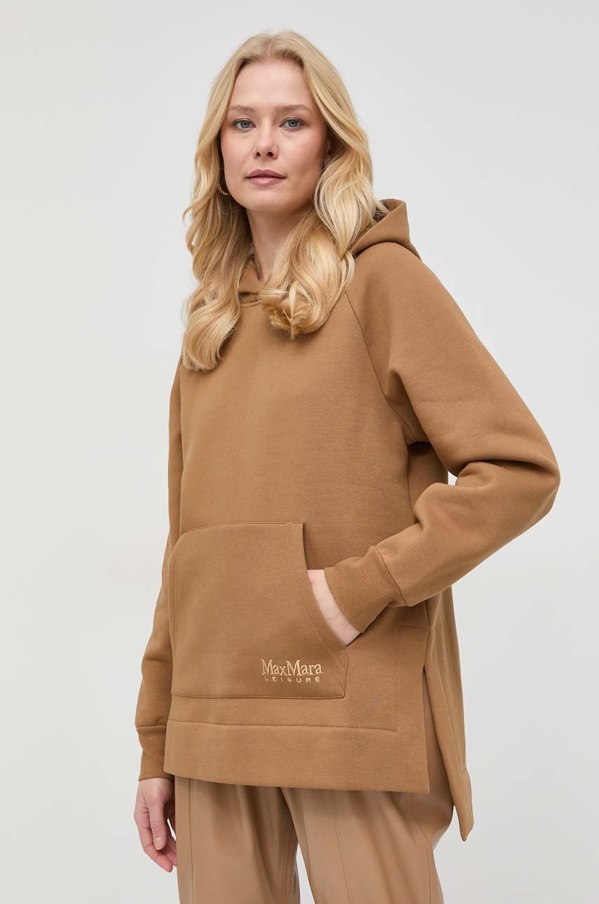 

Суичър Max Mara Leisure в кафяво с изчистен дизайн, Кафяв