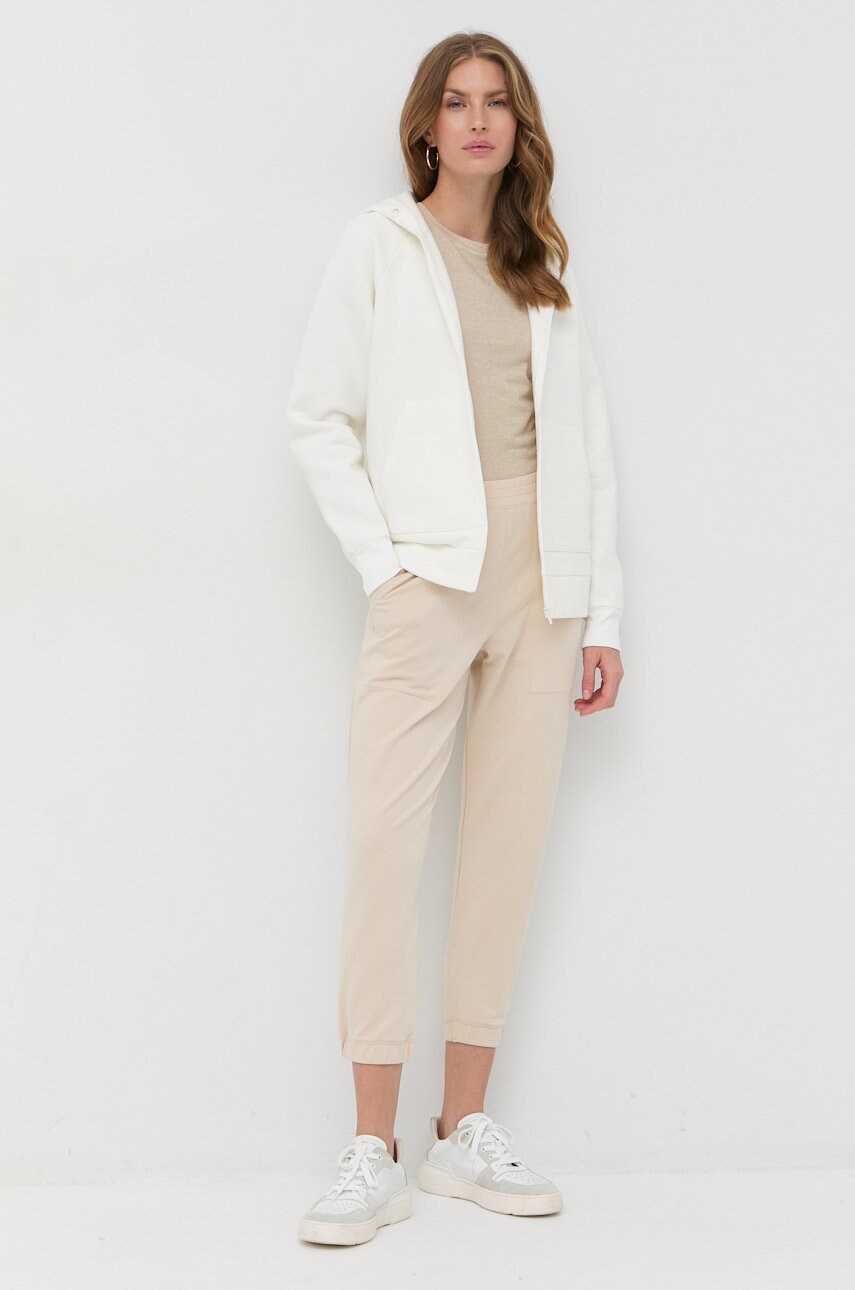 

Кофта Max Mara Leisure жіноча колір бежевий з капюшоном однотонна