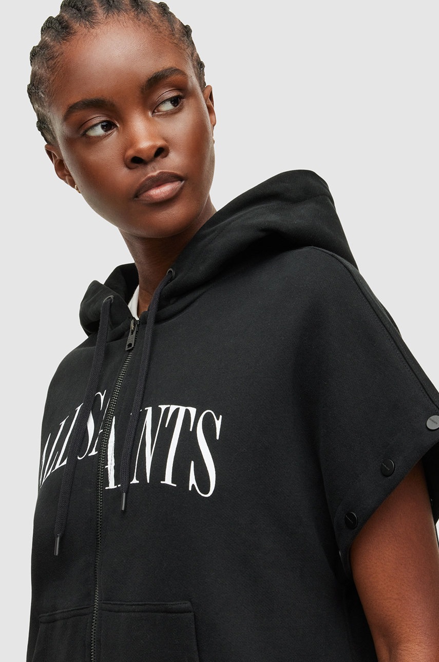

Хлопковая кофта AllSaints женская цвет чёрный с принтом