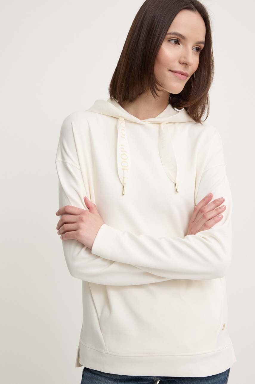 Joop! bluza femei, culoarea bej, cu glugă, neted