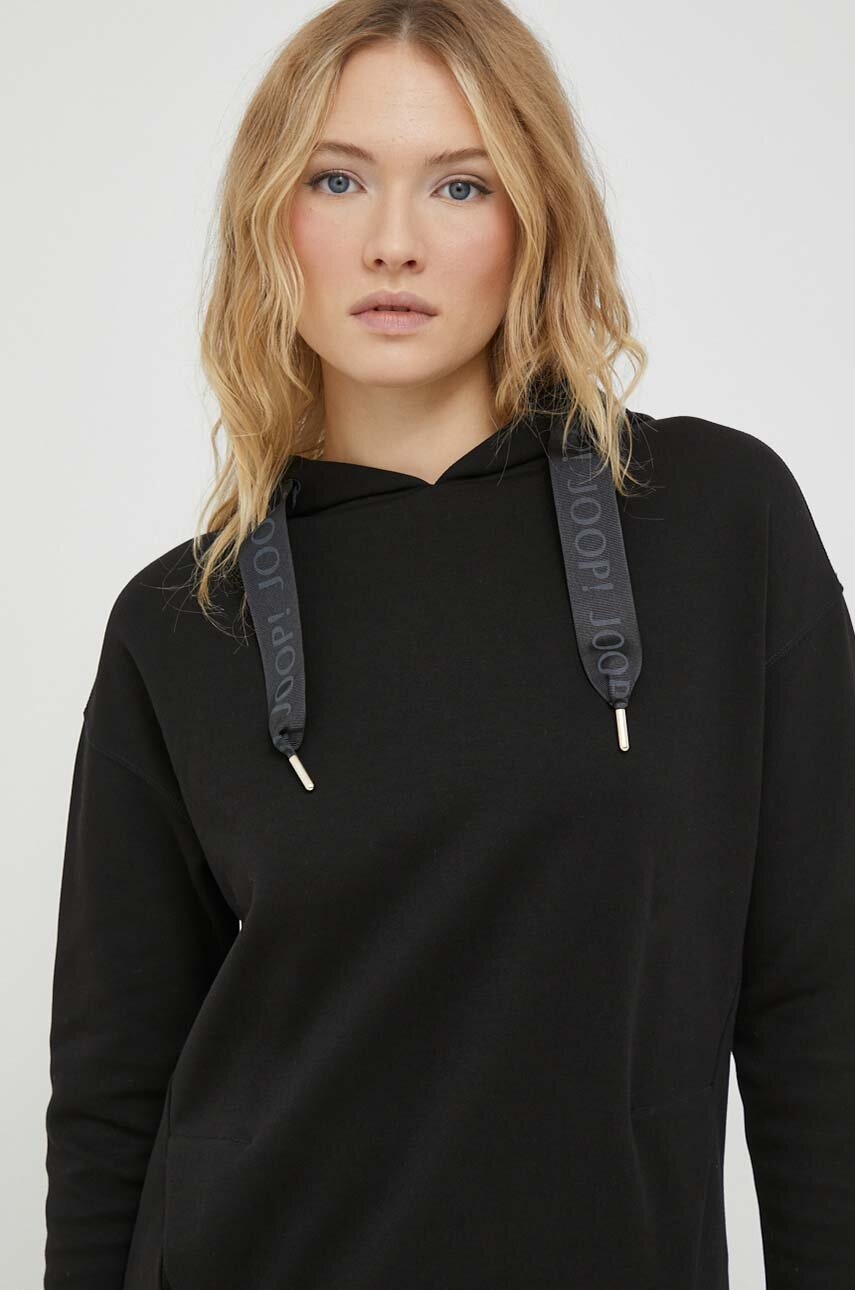 Joop! bluza femei, culoarea negru, cu glugă, neted