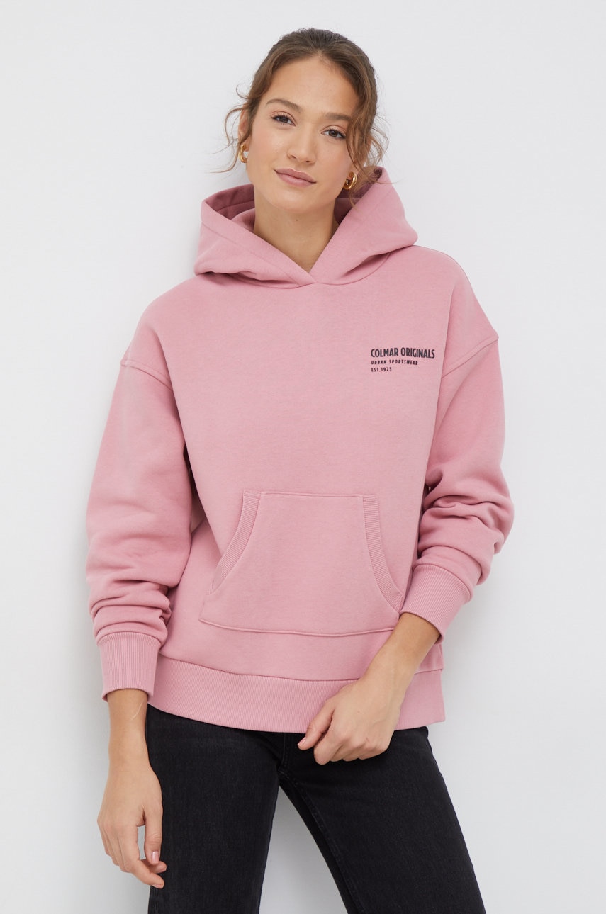 Colmar bluza femei, culoarea roz, cu glugă, neted