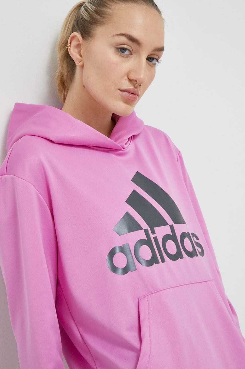 Tréninková mikina adidas Performance růžová barva, s kapucí, s potiskem