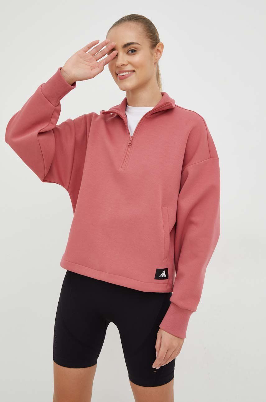 Adidas Performance bluza damska kolor różowy gładka