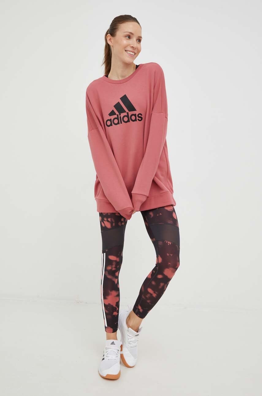 

Бавовняна кофта adidas Performance жіноча колір рожевий з принтом