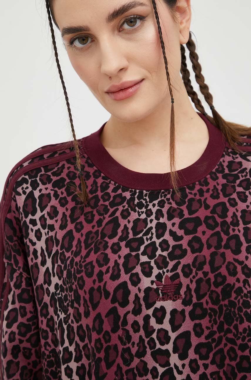 Adidas Originals bluza bawełniana damska kolor fioletowy wzorzysta
