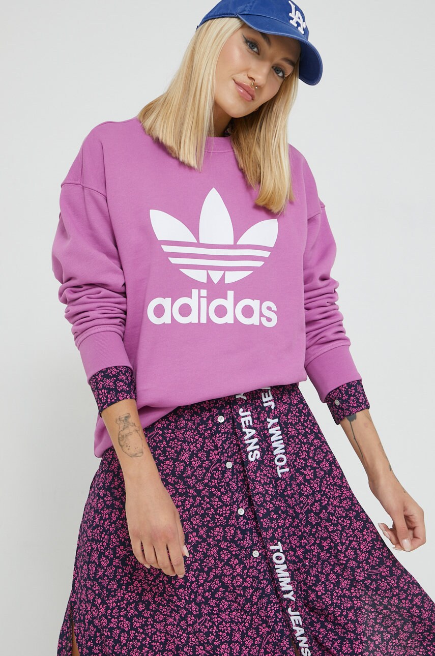 

Бавовняна кофта adidas Originals жіноча колір фіолетовий з принтом